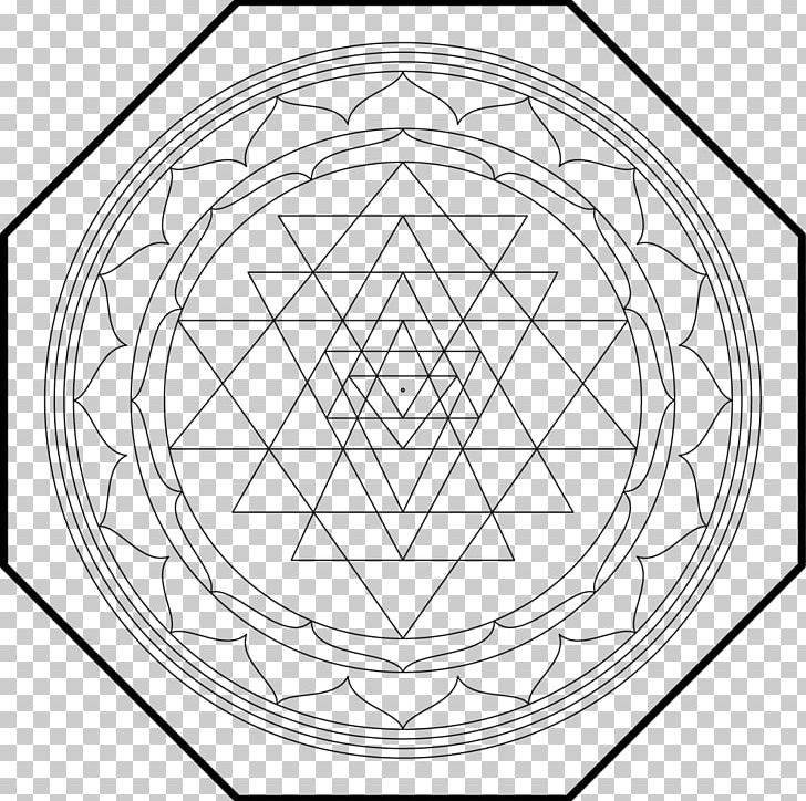 Lakshmi Mahadeva Sri Yantra Mandala PNG, Clipart, Angle, Area, Black And White, Circle, Drawing Free PNG Download