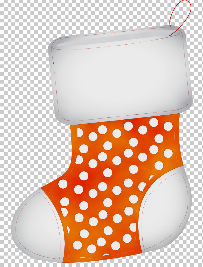 Christmas Stocking PNG, Clipart, Christmas Stocking, Orange, Paint, Polka Dot, Watercolor Free PNG Download