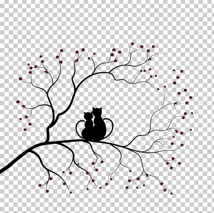 Cat Silhouette PNG, Clipart, Art, Black, Black And White, Branch, Cartoon Free PNG Download
