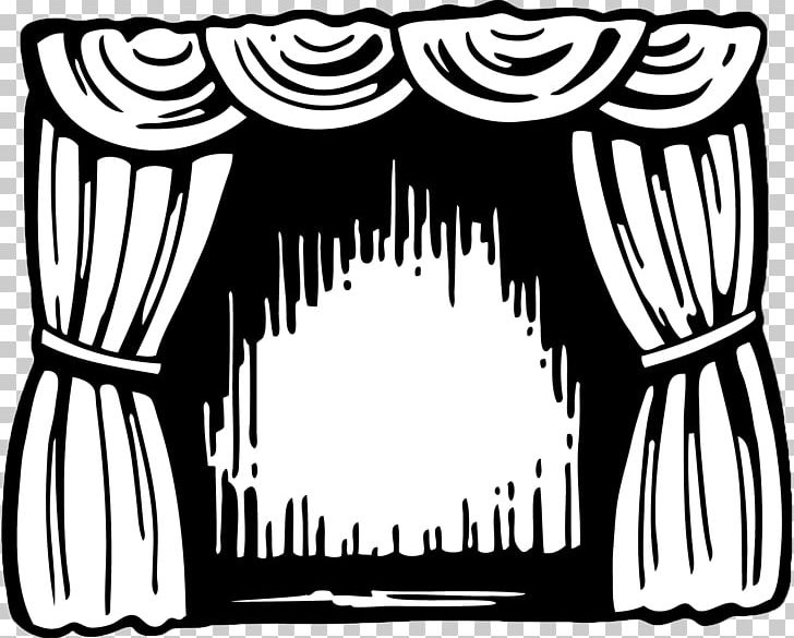 stage curtain clipart black and white