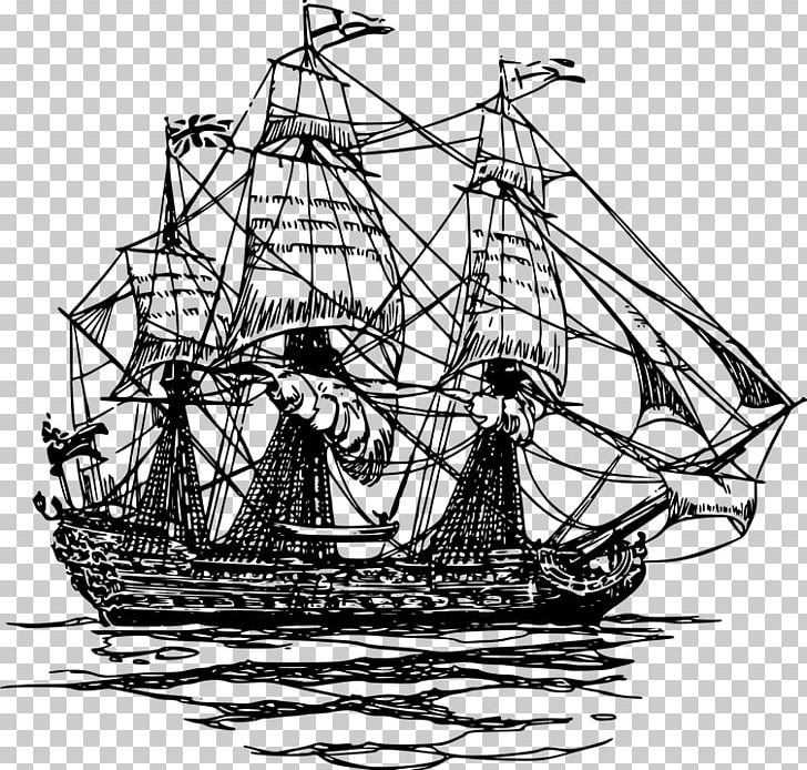 Sailing Ship PNG, Clipart, Barque, Black And White, Brig, Caravel, Carrack Free PNG Download