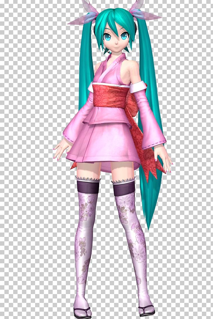 Hatsune Miku Project Diva F Kimono Vocaloid PNG, Clipart, Action Figure, Acute, Anime, Brown Hair, Character Free PNG Download