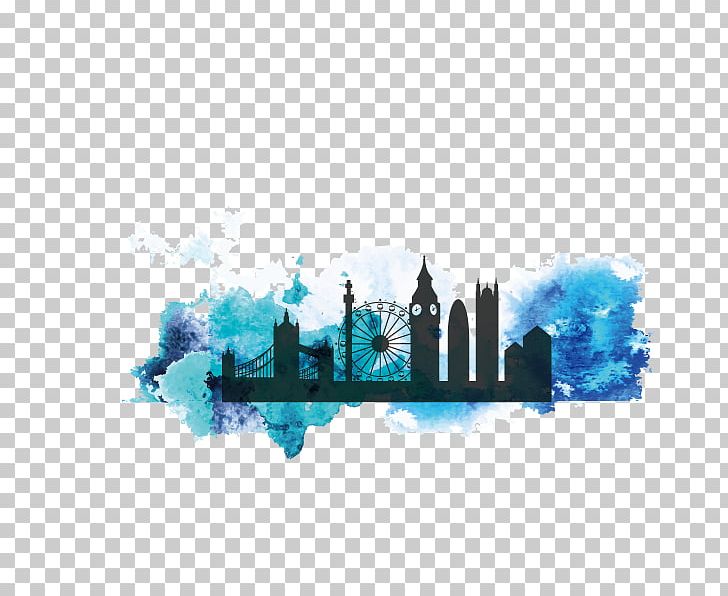City Of London Silhouette Watercolor Painting PNG, Clipart, Aqua, Blue, Bui, Building, City Free PNG Download