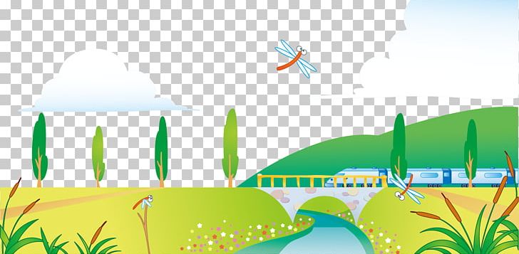 Natural Landscape Drawing PNG, Clipart, Angle, Cartoon, Computer Wallpaper, Dragonfly Wings, Dragonfly With Flower Free PNG Download