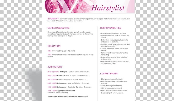 Résumé Hairdresser Wardrobe Stylist Template Make-up Artist PNG, Clipart, Beauty Parlour, Brand, Brochure, Cosmetics, Cosmetology Free PNG Download