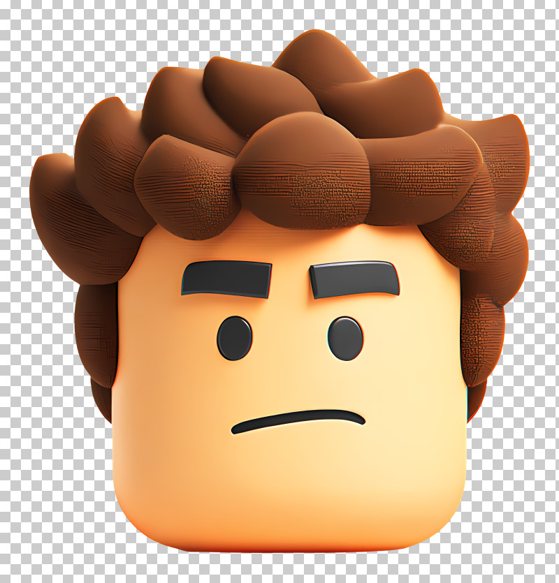 Roblox Face - Cartoon Character With Curly Hair PNG