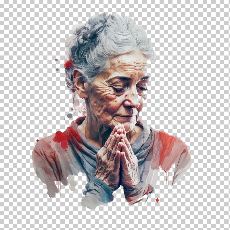 World Gratitude Day - Elderly Woman In Prayer PNG