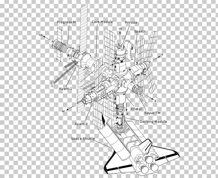 Shuttle–Mir Program International Space Station Space Shuttle Program STS-84 STS-74 PNG, Clipart, Angle, Artwork, Black And White, Diagram, Drawing Free PNG Download