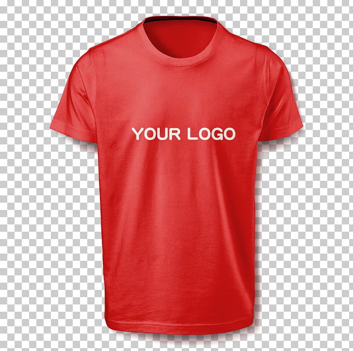 Printed T-shirt Red Sleeve PNG, Clipart, Active Shirt, Brand, Clothes, Font, Jersey Free PNG Download