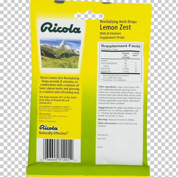 Ricola Throat Lozenge Herb Lemon Zest PNG, Clipart, Cough, Dietary Supplement, Effervescent Tablet, Fruit Nut, Grass Free PNG Download