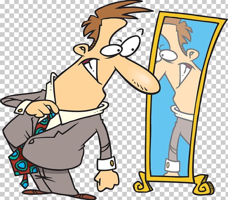 man looking in mirror cartoon