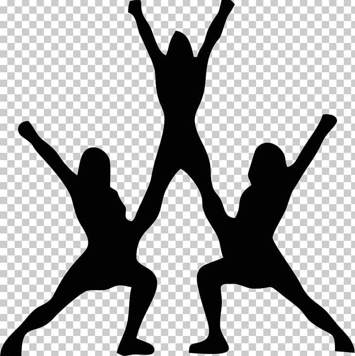 Cheerleading Silhouette Stunt PNG, Clipart, Animals, Arm, Art, Black And White, Cheering Free PNG Download