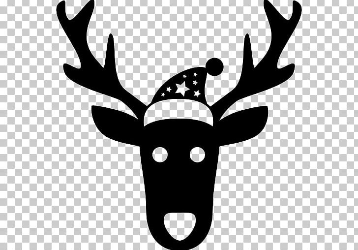 Reindeer Santa Claus Computer Icons Christmas Père Noël PNG, Clipart, Animal Head, Antler, Black And White, Cartoon, Christmas Free PNG Download