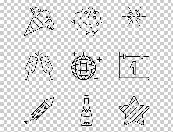 Computer Icons New Year's Eve Party PNG, Clipart, Angle, Area, Art, Black And White, Cartoon Free PNG Download