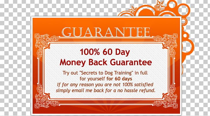 Dog Training Money Guarantee Font PNG, Clipart, Area, Brand, Dog, Dog Training, Guarantee Free PNG Download