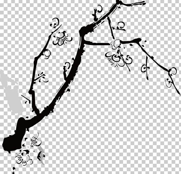 Ink Wash Painting Plum Blossom Chinese Painting PNG, Clipart, Black, Branch, Flower, Gongbi, Happy Birthday Vector Images Free PNG Download