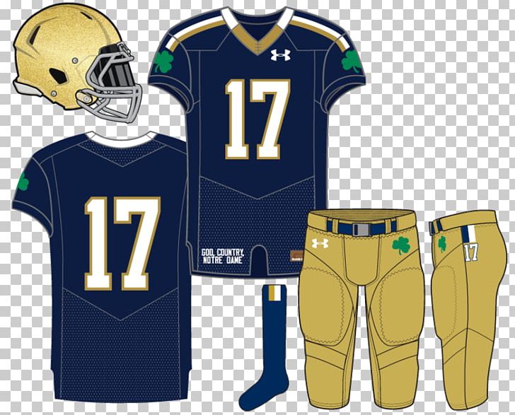 University Of Notre Dame T-shirt Notre Dame Fighting Irish Football Jersey Uniform PNG, Clipart, Blue, Brand, Clothing, Football Equipment And Supplies, Jersey Free PNG Download