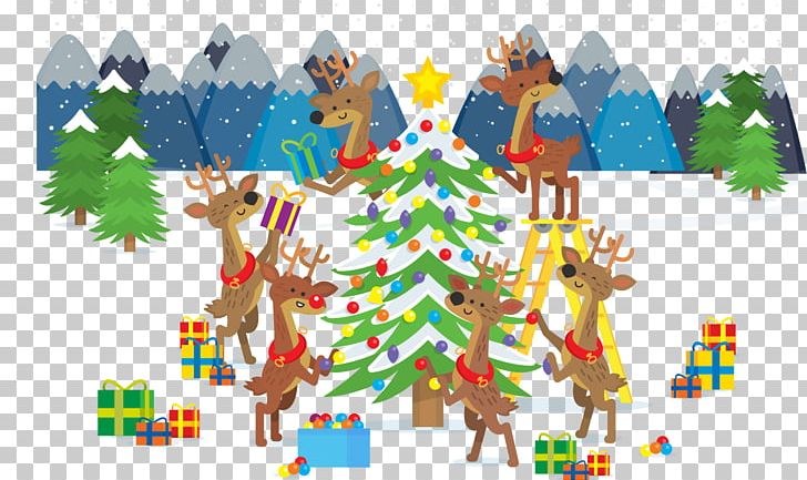 Reindeer Christmas Tree Santa Claus PNG, Clipart, Art, Cartoon, Christmas, Christmas Border, Christmas Frame Free PNG Download