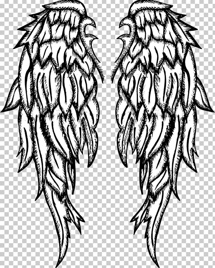 Drawing Angel PNG, Clipart, Bird, Black And White, Branch, Chicken Wings, Feather Free PNG Download