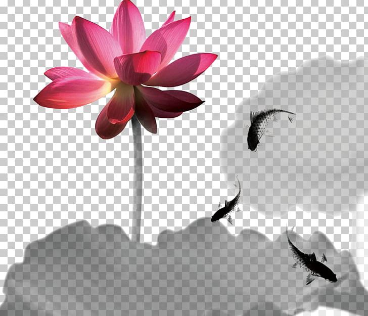 Ink Wash Painting Nelumbo Nucifera PNG, Clipart, Chinese Style, Computer Wallpaper, Flora, Flower, Flowering Plant Free PNG Download
