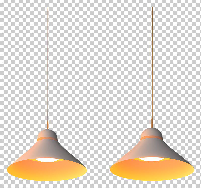 Pendant Lights - Twin Pendant Lamps With Yellow Light PNG