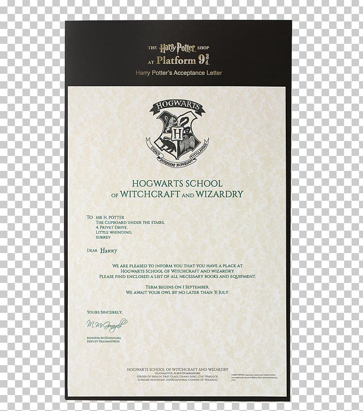 Harry Potter And The Philosopher's Stone Hogwarts Letter Ravenclaw House PNG, Clipart,  Free PNG Download