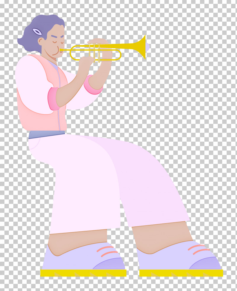 Playing The Trumpet Music PNG, Clipart, Abdomen, Cartoon, Clothing, Human Body, Leg Free PNG Download