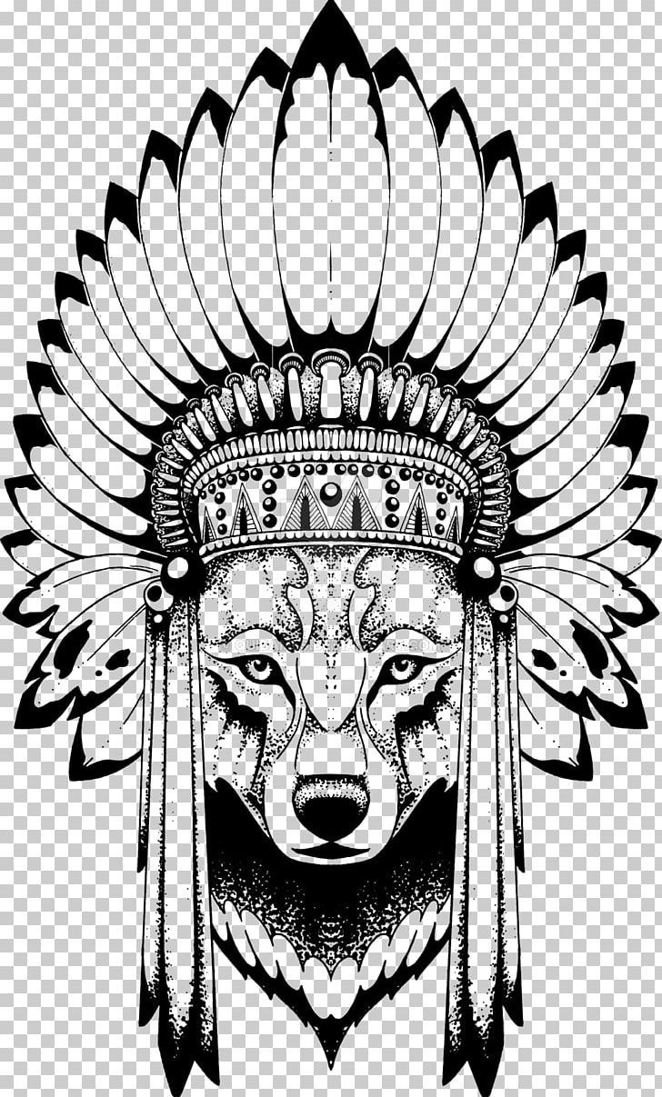 War Bonnet Indigenous Peoples Of The Americas Native Americans In The United States Indian Wolf Art PNG, Clipart, Aries, Black And White, Cherokee, Drawing, Fiction Free PNG Download