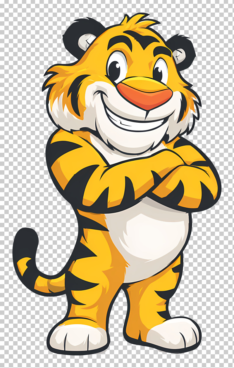 Tiger Mascot - Smiling Cartoon Tiger PNG