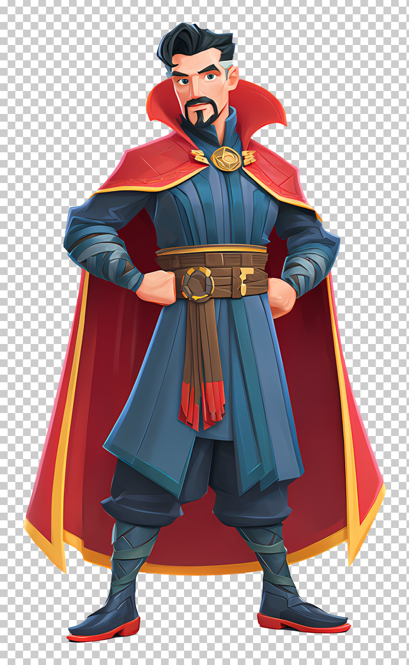 Doctor Strange - Cartoon Wizard In Red Cloak PNG