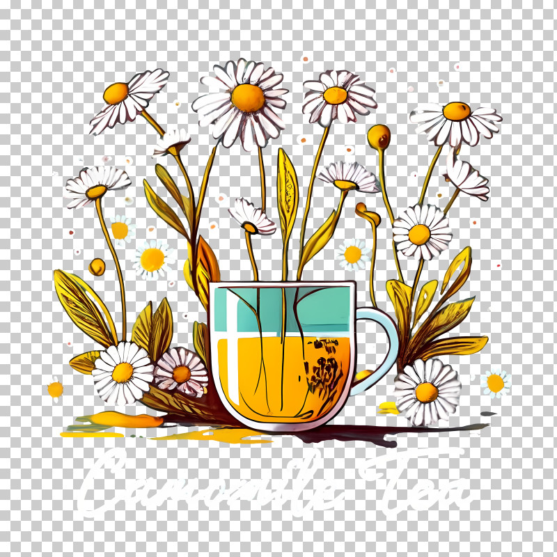 Chamomile Tea - Chamomile Flowers And Herbal Tea Illustration PNG