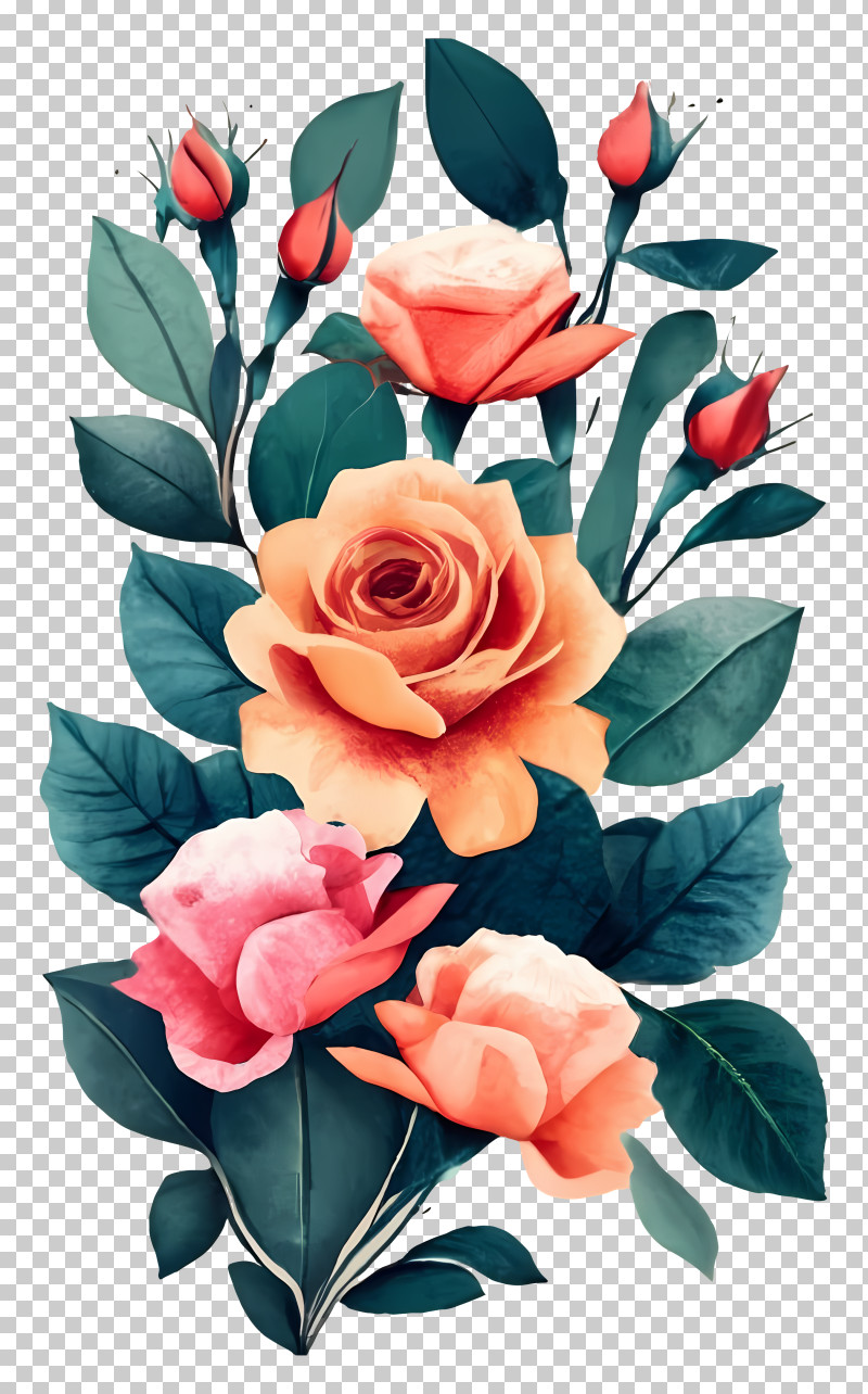 Painting - Rose Bouquet With Lush Green Leaves PNG