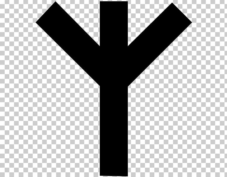 Algiz Runes Peace Symbols Old Norse PNG, Clipart, Algiz, Angle, Black And White, Cross, Elder Futhark Free PNG Download