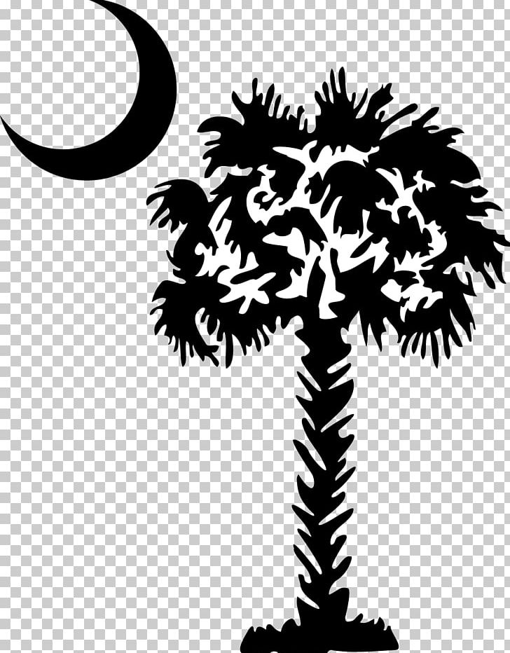 Palmetto Sabal Palm Flag Of South Carolina PNG, Clipart, Arecaceae, Black And White, Branch, Crescent, Drawing Free PNG Download