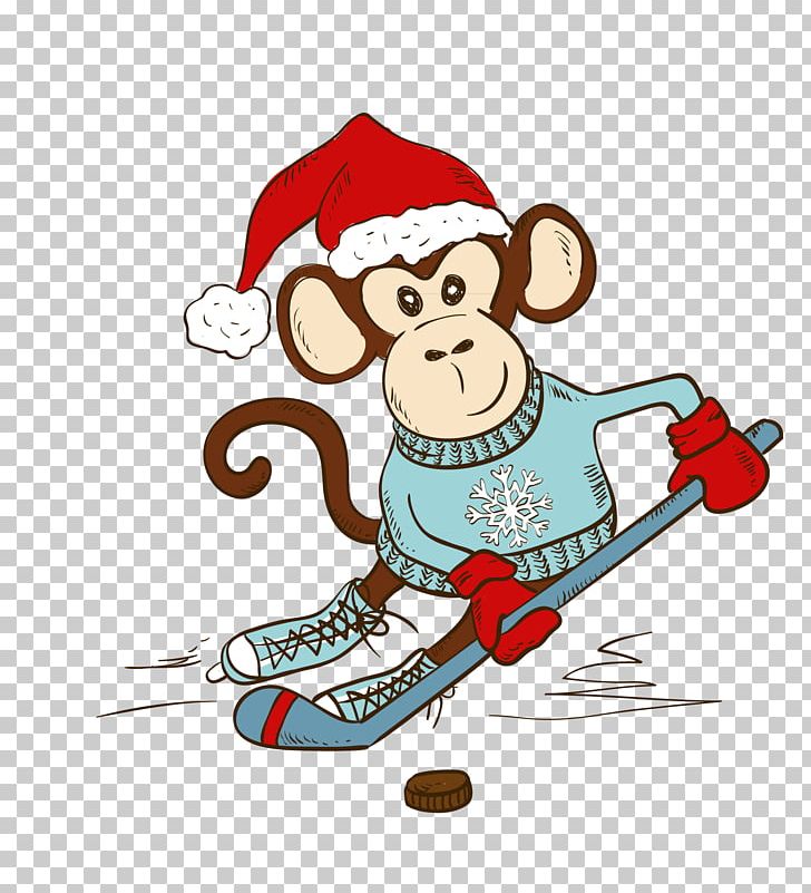 Cartoon Monkey Skiing Illustration PNG, Clipart, Animals, Art, Black Monkey, Cartoon Monkey, Christmas Free PNG Download