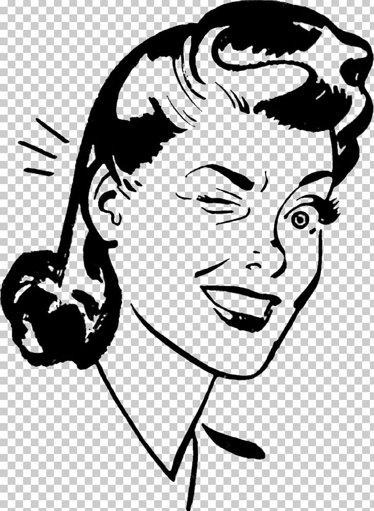 Wink Smiley Woman PNG, Clipart, Arm, Art, Artwork, Black And White, Clip Free PNG Download