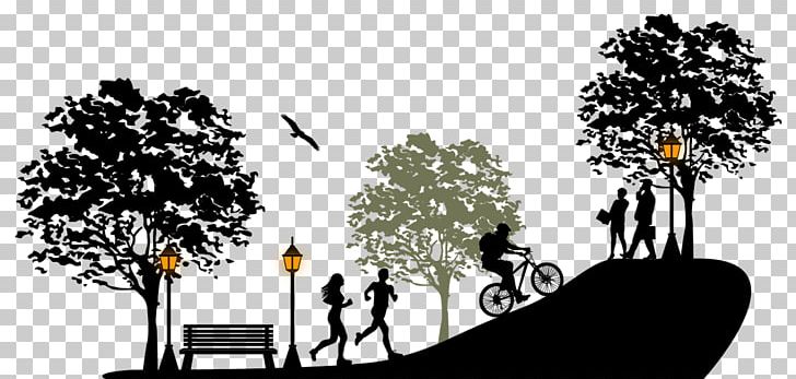 Urban Park Silhouette PNG, Clipart, Black And White, Branch, Brand, Computer Wallpaper, Cycling Vector Free PNG Download