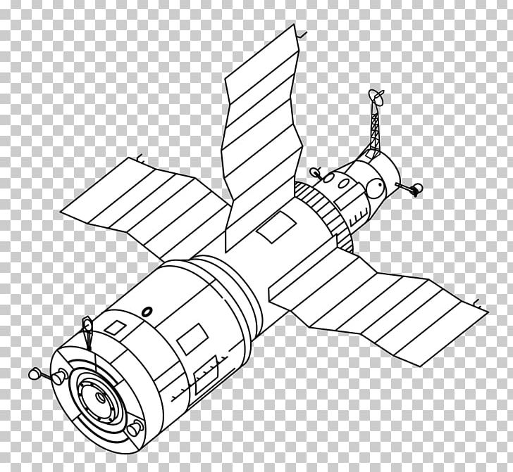 Salyut 6 Salyut Programme Salyut 4 Space Station Salyut 1 PNG, Clipart, Aerospace Engineering, Almaz, Angle, Artwork, Black And White Free PNG Download