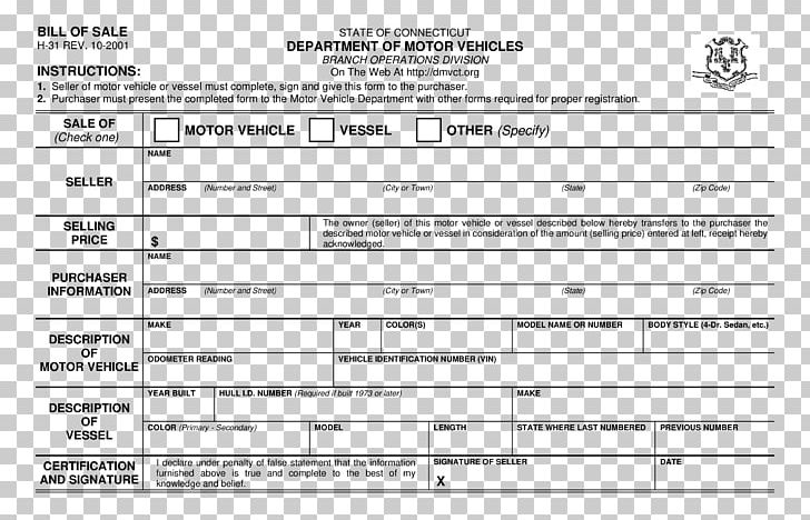 Car Bill Of Sale Connecticut Invoice Form PNG, Clipart, Bill, Bill Of Sale, Black And White, Business Letter, Car Free PNG Download