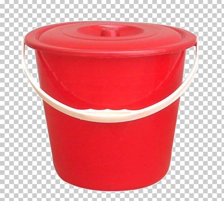 red bucket with lid