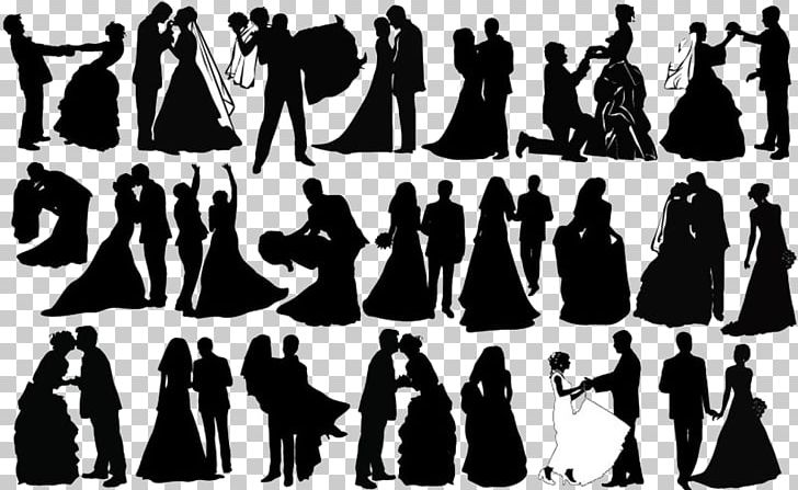 Silhouette Wedding Couple PNG, Clipart, Black, Bride, Bridegroom, Cartoon Couple, Couple Free PNG Download