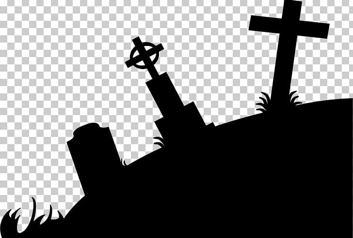 Cemetery Silhouette Headstone PNG, Clipart, Art, Black And White, Brand, Cemetery, Christian Cross Free PNG Download