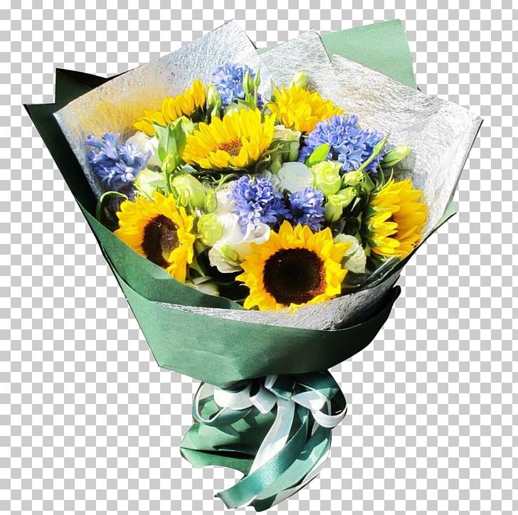 Floral Design Cut Flowers Common Sunflower Flower Bouquet PNG, Clipart, Artificial Flower, Background Green, Blomsterbutikk, Blue, Blue Abstract Free PNG Download
