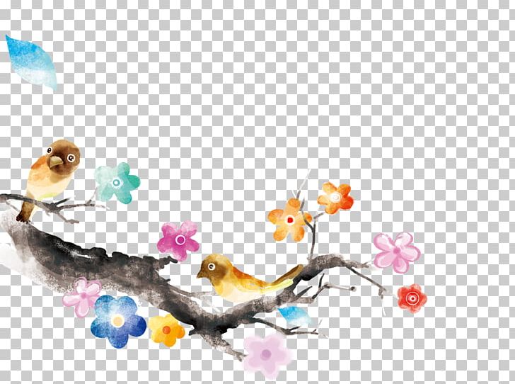 Flower Illustration PNG, Clipart, Bird, Birds, Branch, Chinese, Chinese Border Free PNG Download