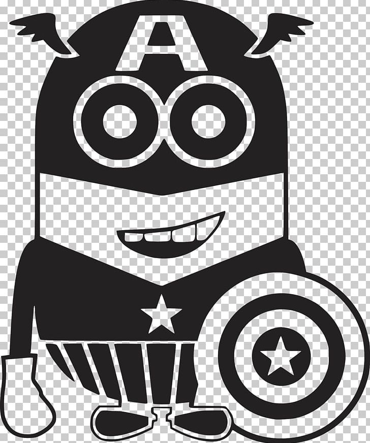Captain America Decal Minions Sticker PNG, Clipart, Art, Avengers, Black And White, Captain America, Captain America The First Avenger Free PNG Download