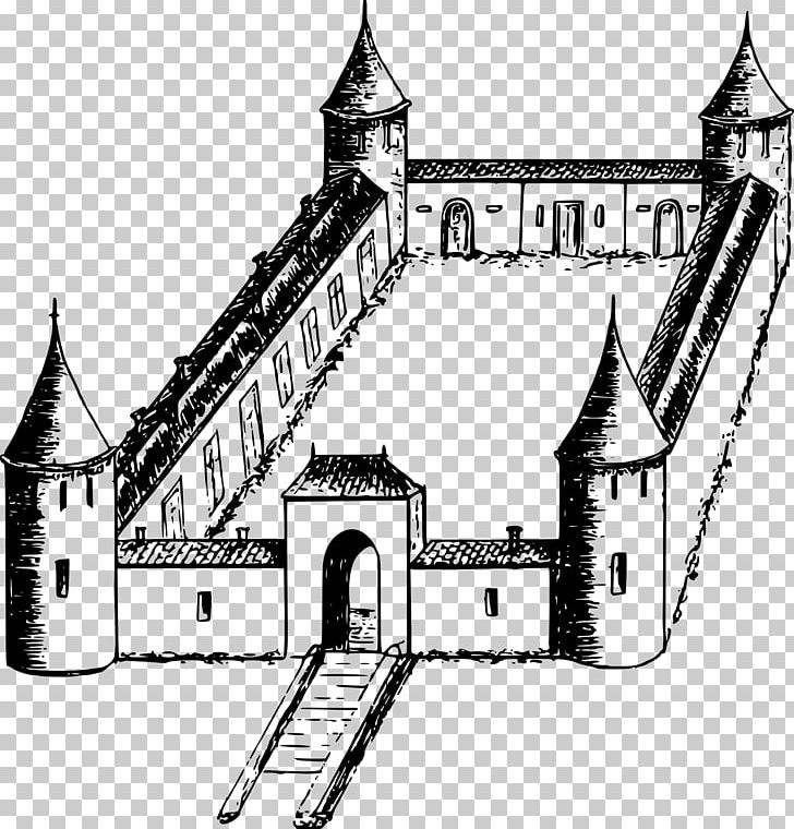 Castle Fortification PNG, Clipart, Almshouse, Angle, Area, Art, Black And White Free PNG Download