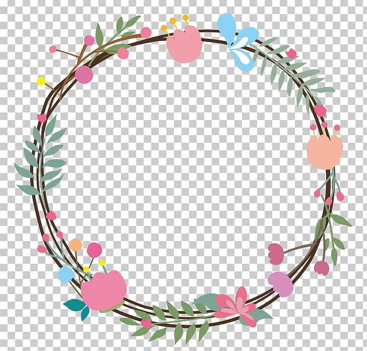 Flowers And Leaves Circle Frame. PNG, Clipart, Body Jewelry, Branch, Color, Floral Design, Flower Free PNG Download