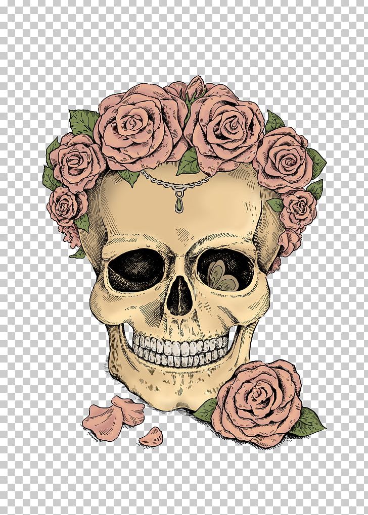 Floral Design Illustration Skull Drawing Stock Photography PNG, Clipart, Art, Bone, Cut Flowers, Drawing, Fantasy Free PNG Download