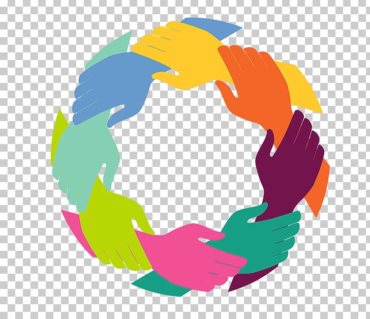 colorful hands in circle