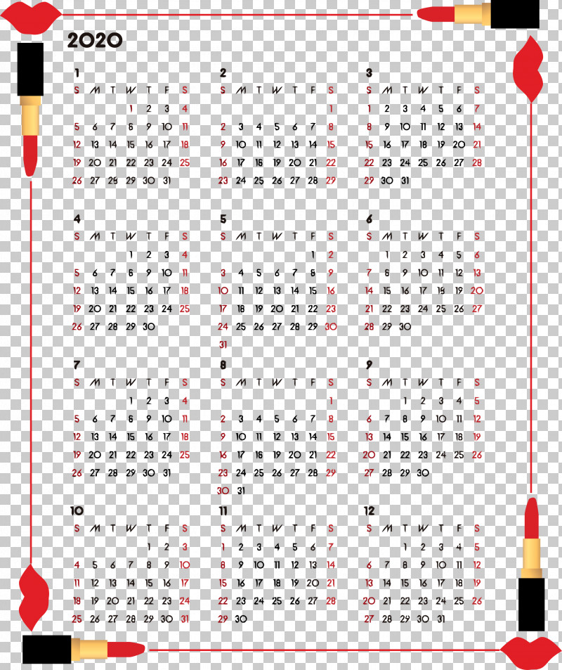 2020 Yearly Calendar Printable 2020 Yearly Calendar Year 2020 Calendar PNG, Clipart, 2020 Calendar, 2020 Yearly Calendar, Calendar, Line, Number Free PNG Download